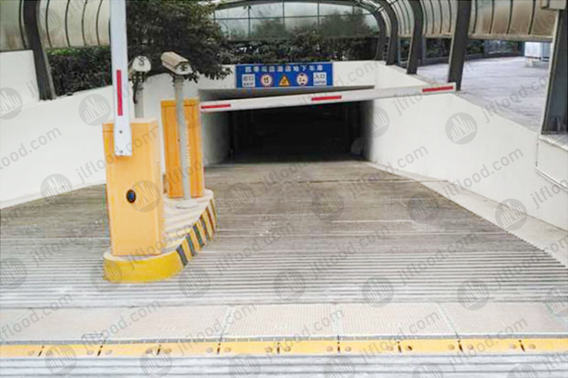 Automatic flood barrier cases at underground garage entrance in Nantong